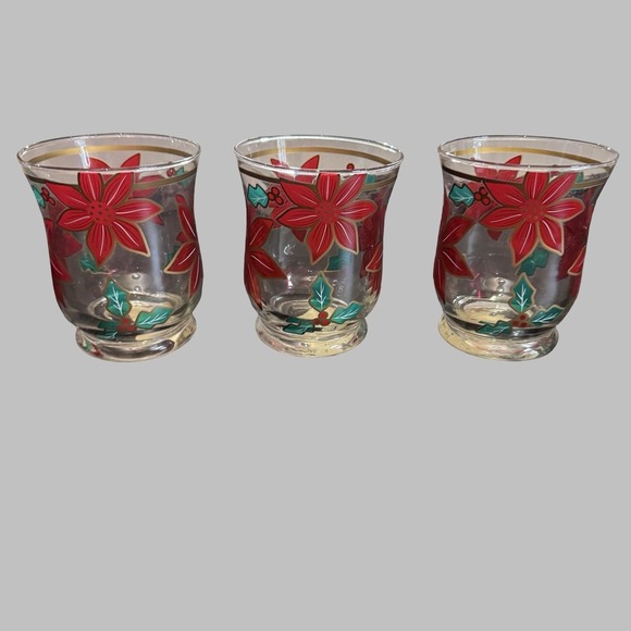 Fifth Avenue Crystal Poinsettia Set Of 3 Votive Candle Holders 4.5" Holiday Xmas - Picture 3 of 12